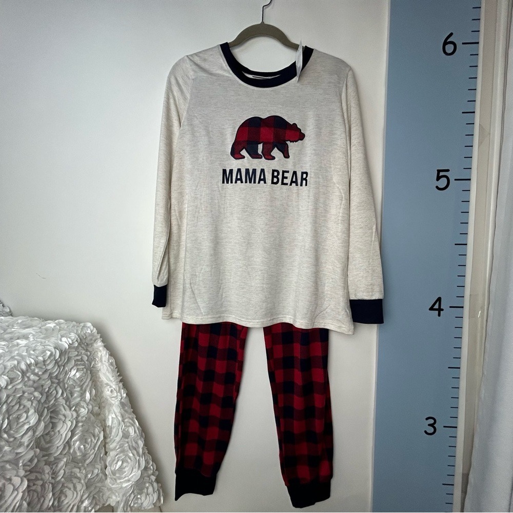 Dearfoams Cozy Comfort Pajama 2PC Set "Mama Bear" Women's Medium‎ 8/10 NWT